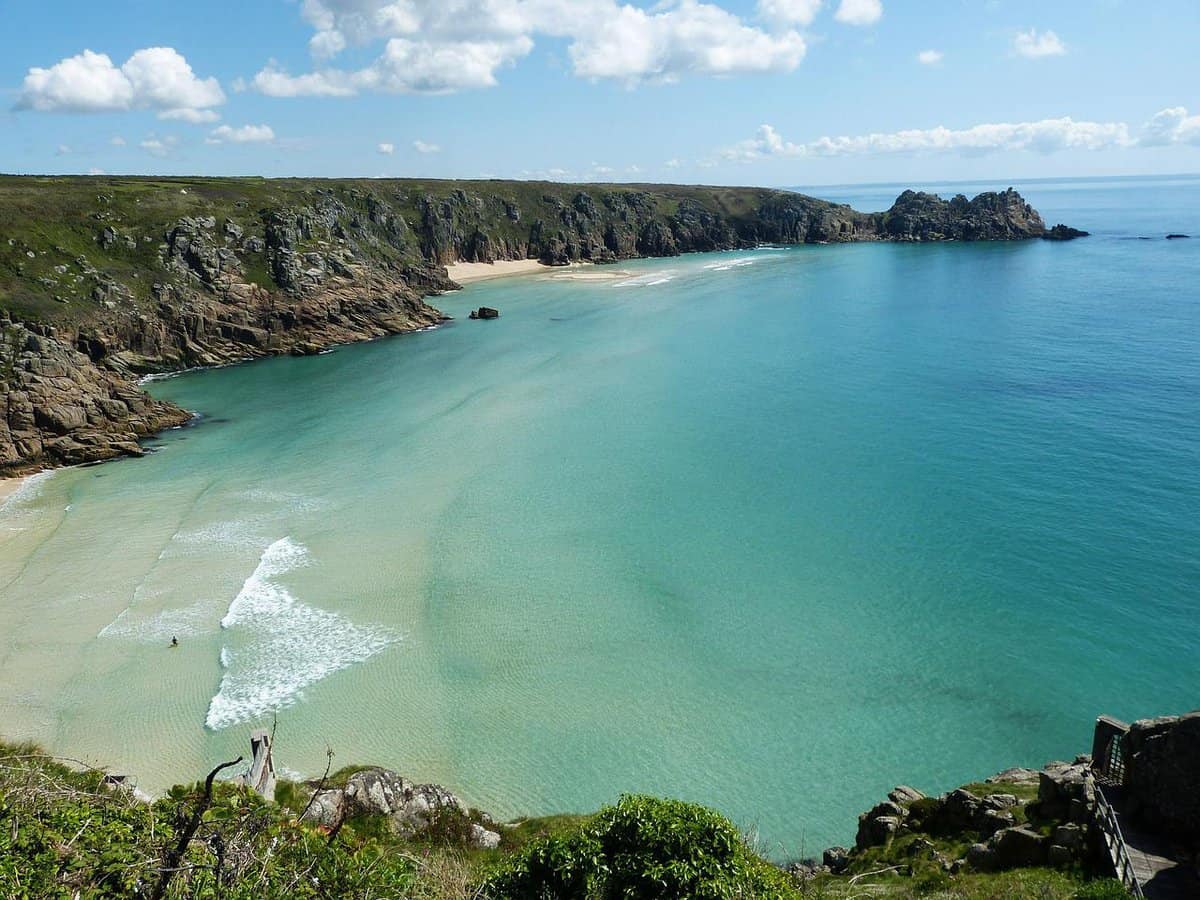 blue calm sea and cliffs