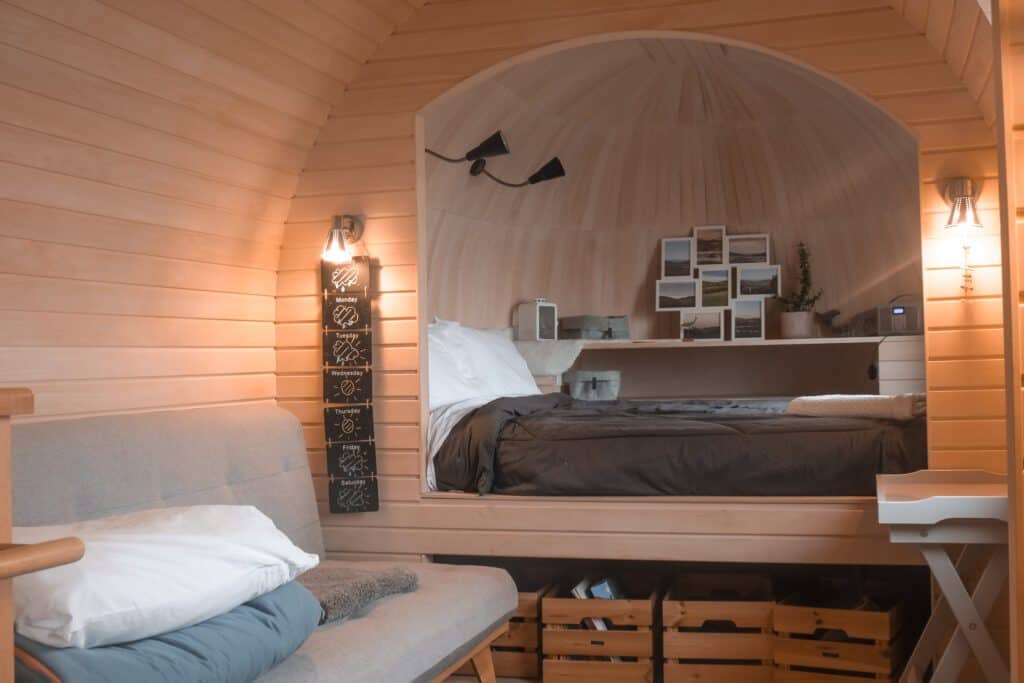 inside the glamping pod