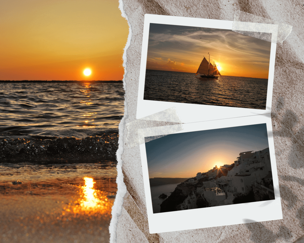 different pictures of sunsets, sunset cruise