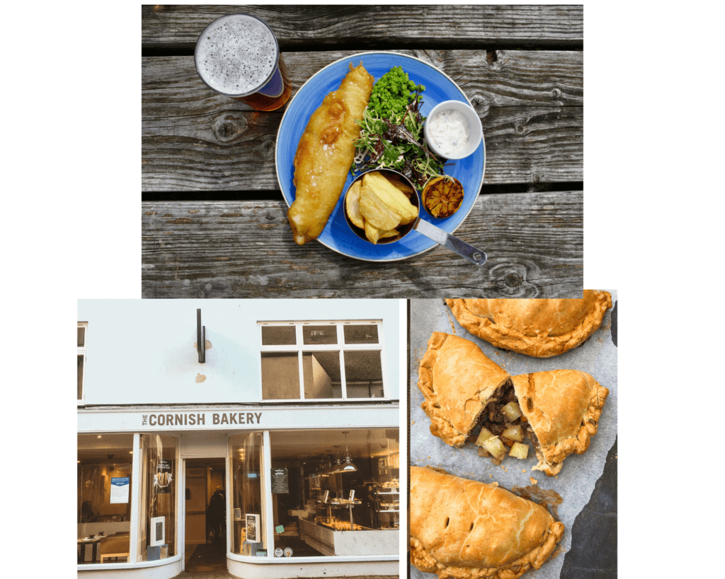 fish and chips, cornish pasties