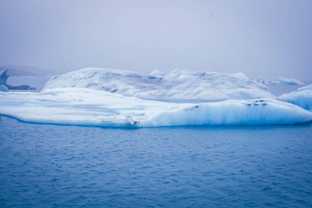 glacier on blue frozen waters