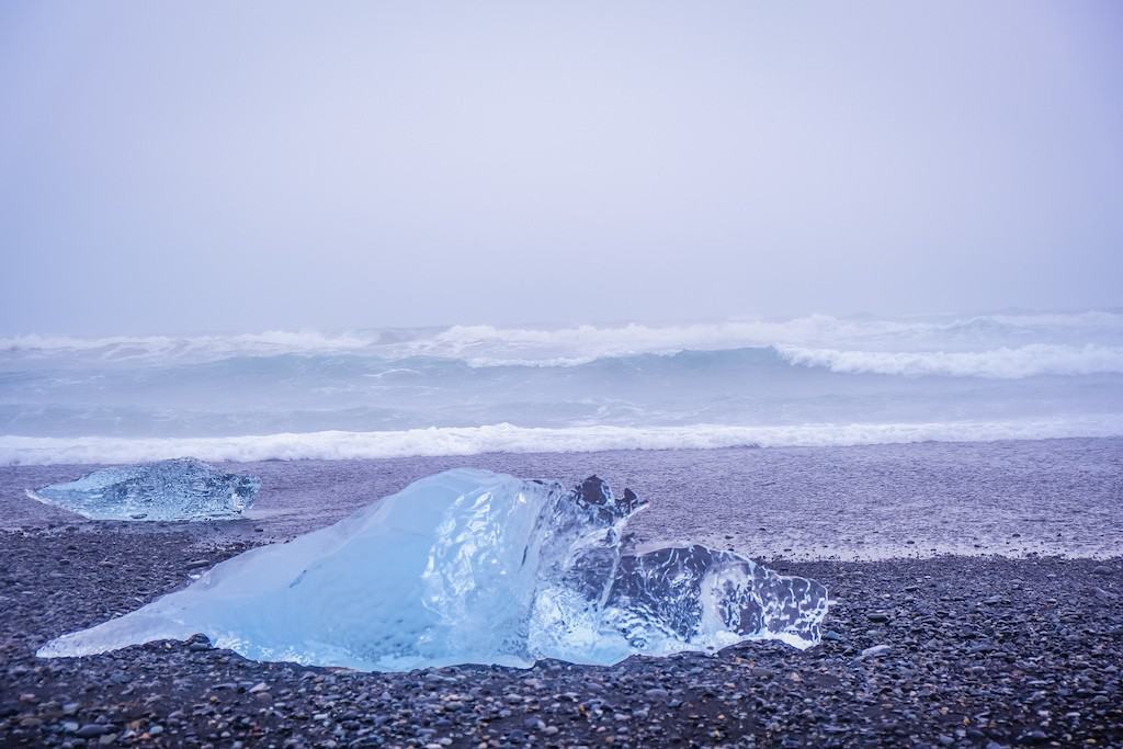 1000 years old icebergs chilling on the beach