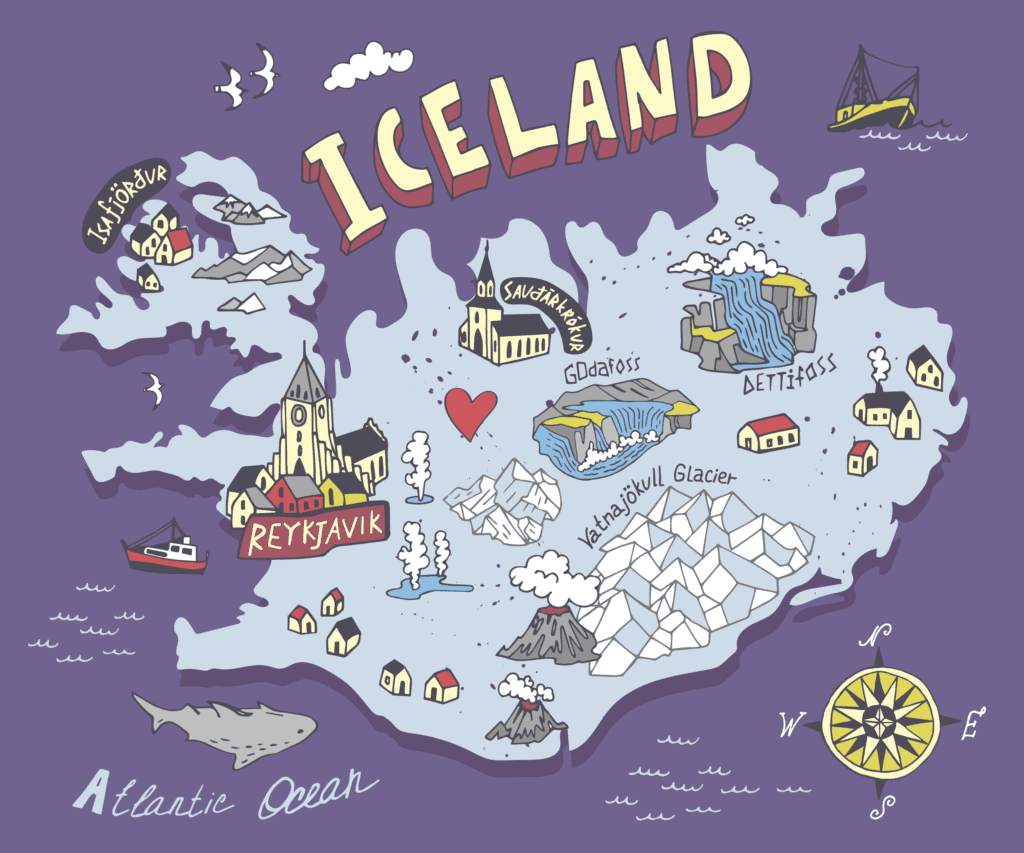 A vector map of Iceland