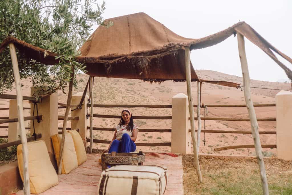 tent and desert background at Tigmi nomade