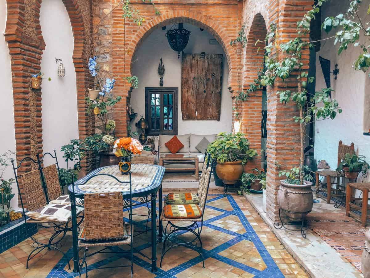 colourful courtyard in riad