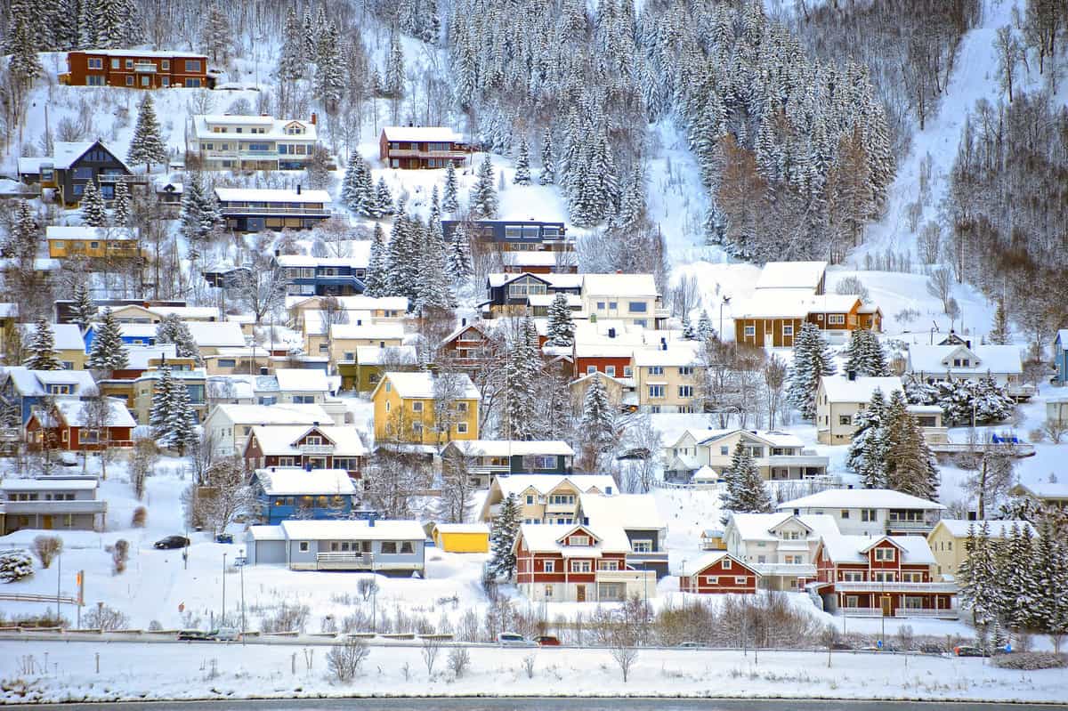 white snow covering Tromso