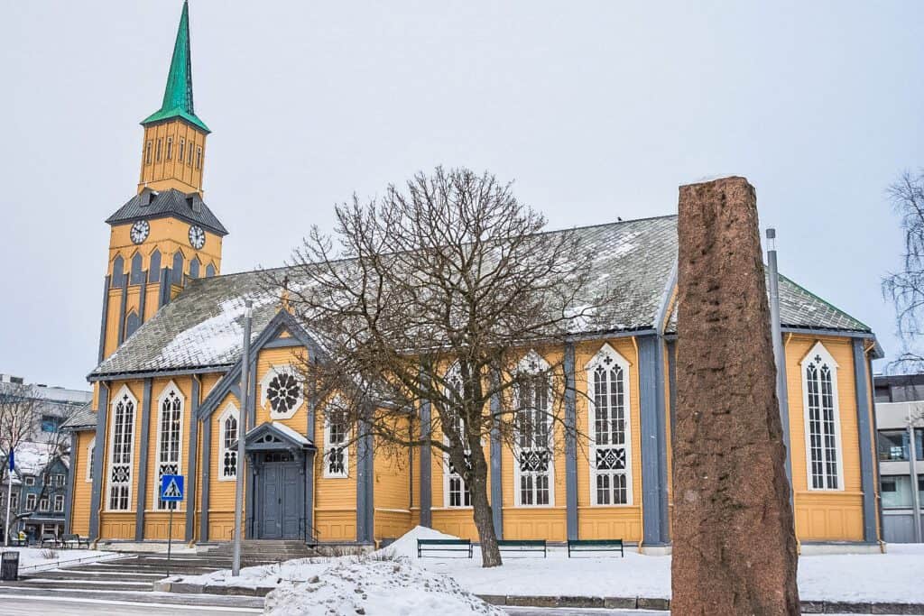 yellow church in tromso