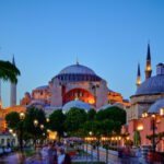 Hagia Sophia lit up at night