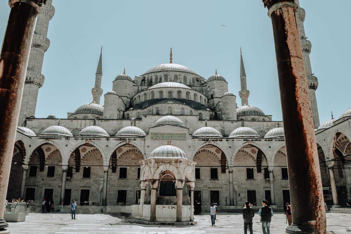 inside the courtyard of the blue mosque