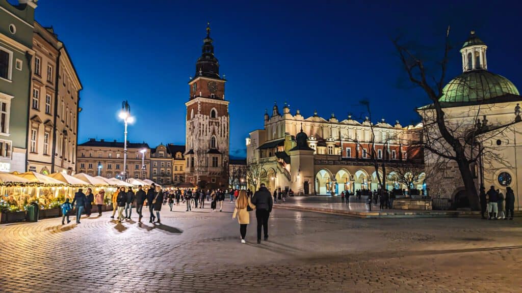 night scene in Krakow