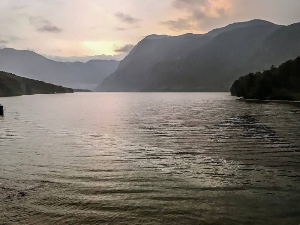 sunset at Bohinj lake