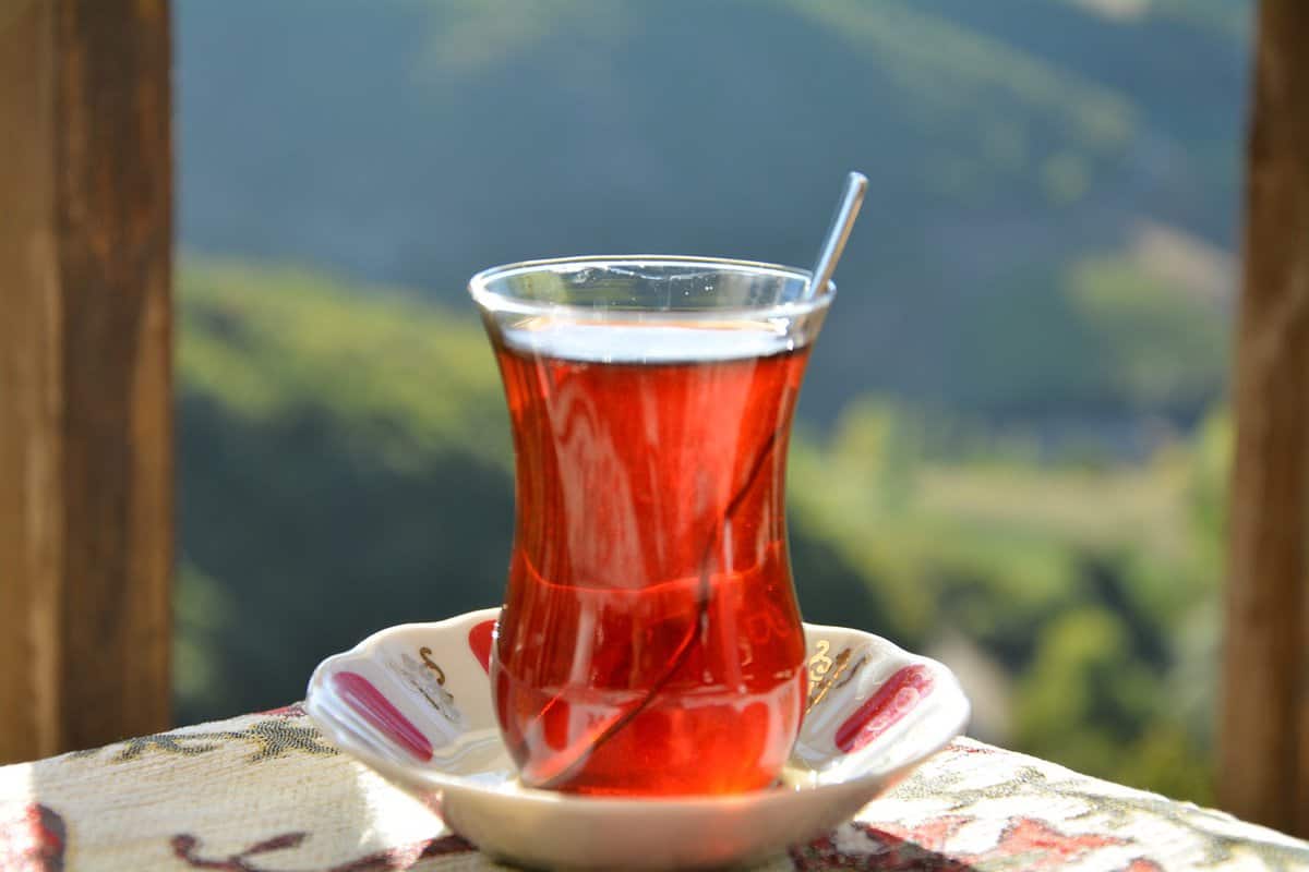 A cup of ruekish tea in nature