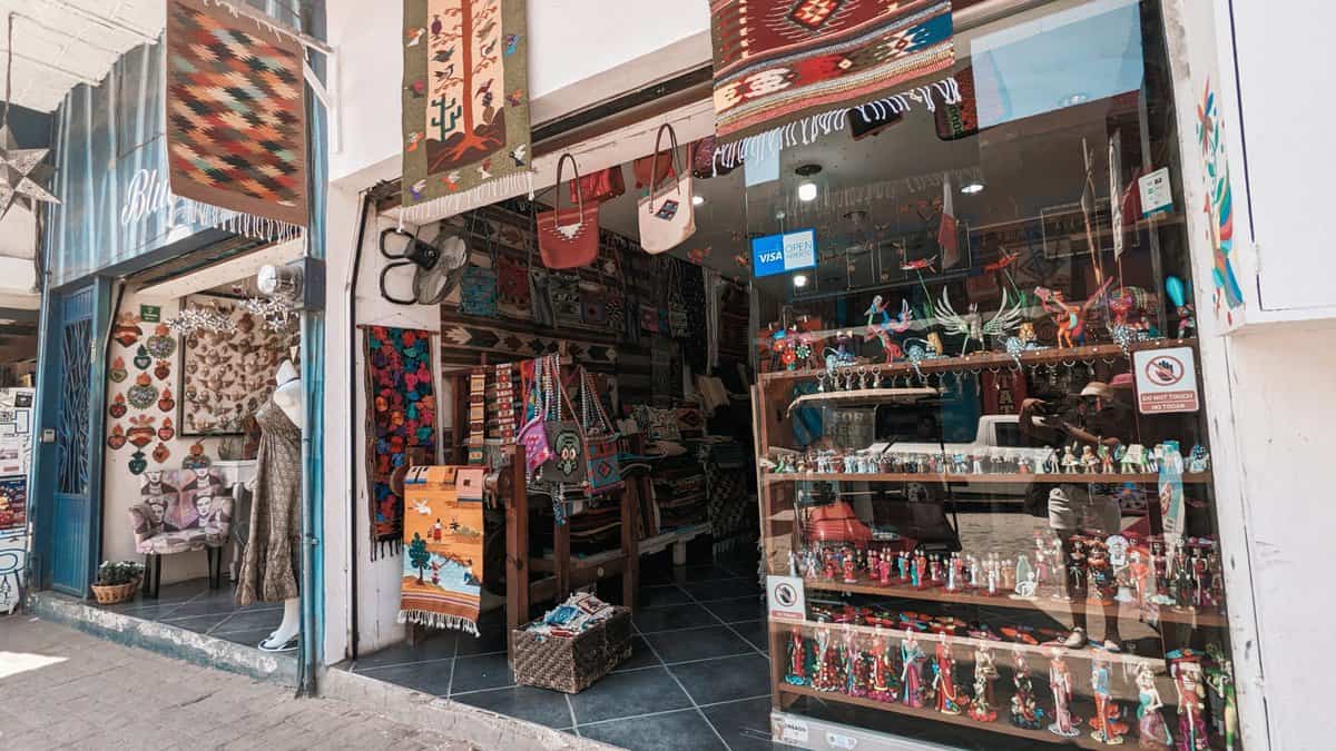 A shop showcasing a wide variety of items in traditional Mexican products 