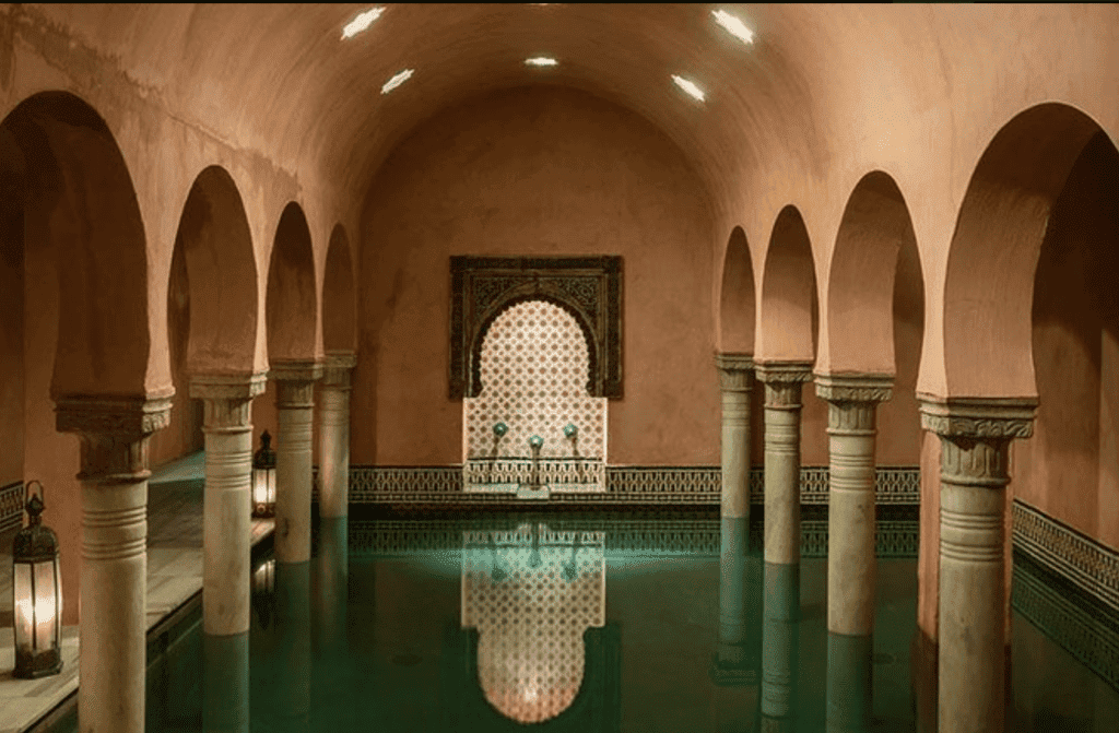 Ancient calm baths with Moorish architecture in Granada