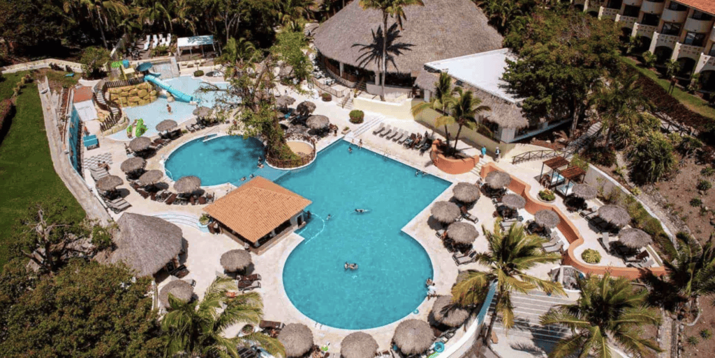 Aerial view of the swimming pools at Grand Palladium puerto vallarta