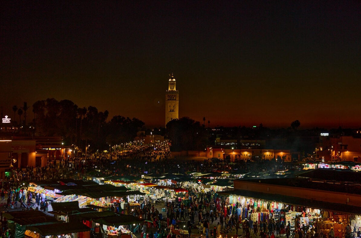 night ambiance in Ramadan the busiest square in Morocco