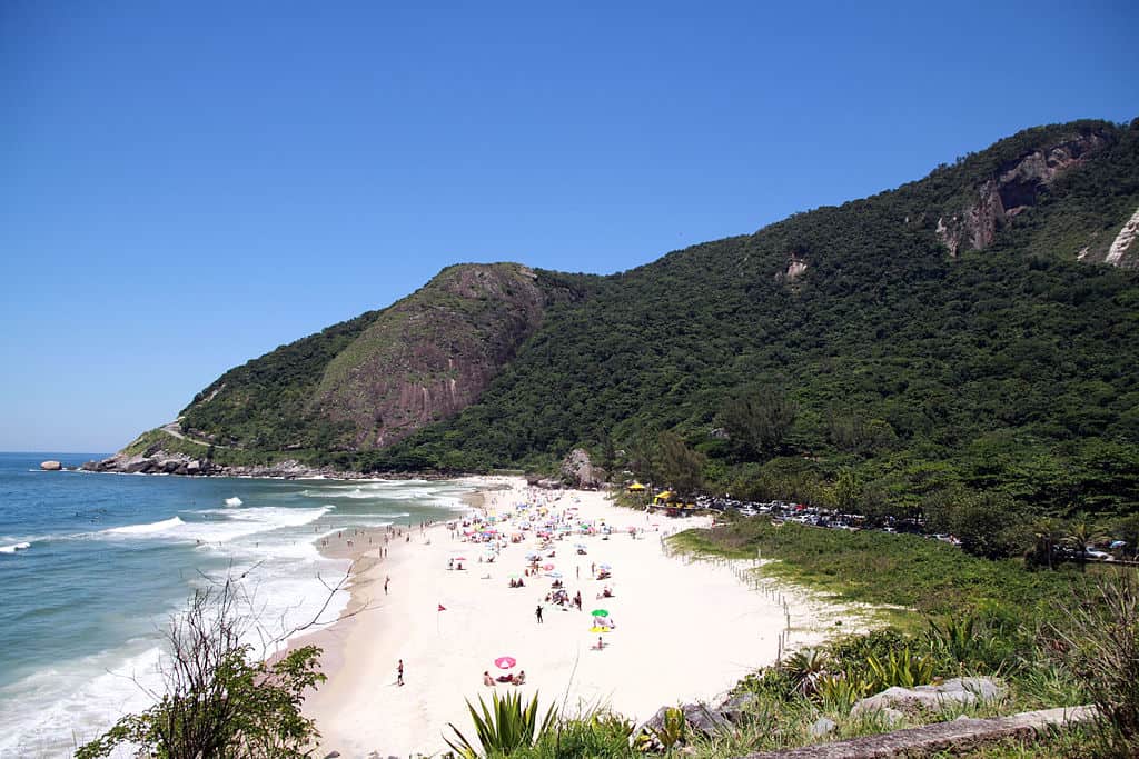 Exotic beach with white sand and cliffs, one of the most beautiful beaches in rio de janeiro