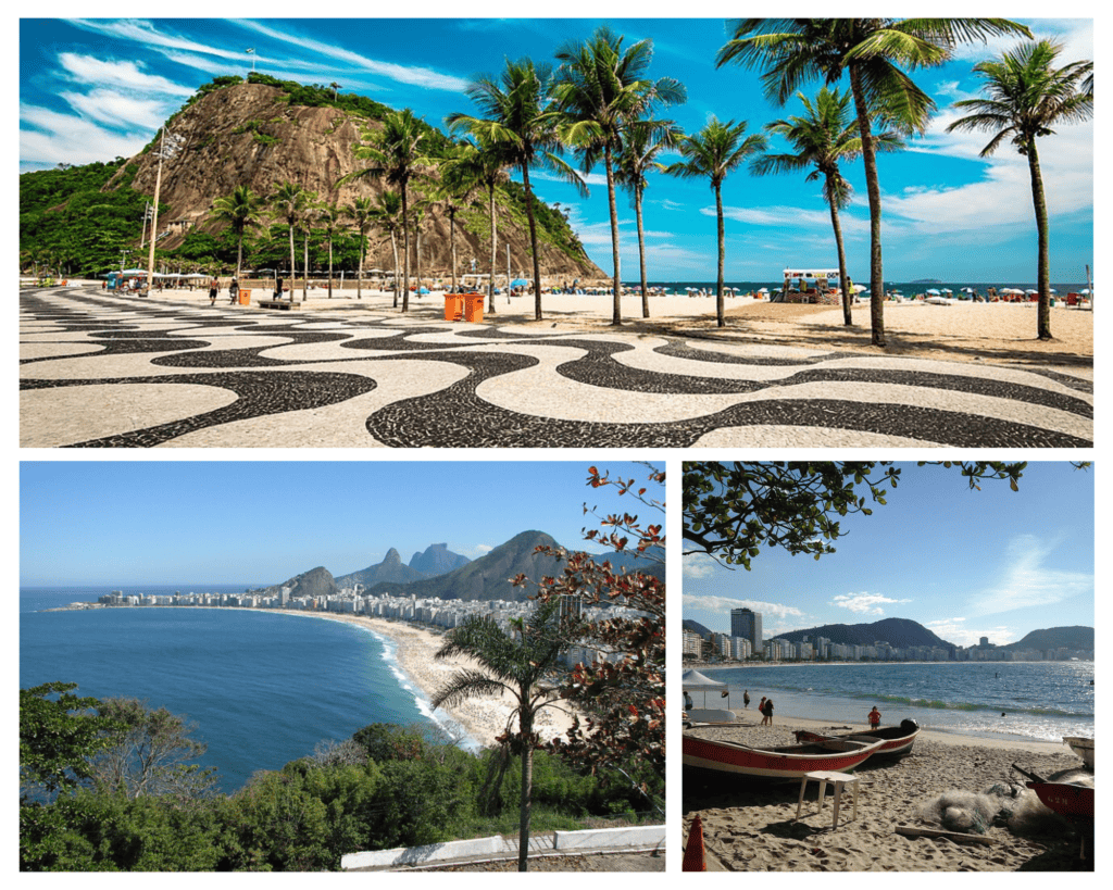Copacabana beach and promenade viewed from different angles